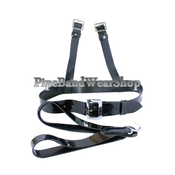 Black Gloss PVC Bass Drum Harness with Plain Buckles