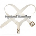 White Leather Bass Drum Sling with Plain Buckles