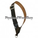 Black Leather Bass Drum Crossover Sling with Plain Buckles