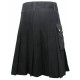 Black Utility Kilt with Detachable Pockets