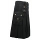 Black Utility Kilt with Detachable Pockets