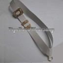 White Leather Drummer Cross Belt with Thistle Mounts
