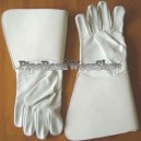 White Leather Drummer Gountlet Gloves
