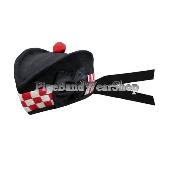 Black Red/White Diced Scottish Glengarry