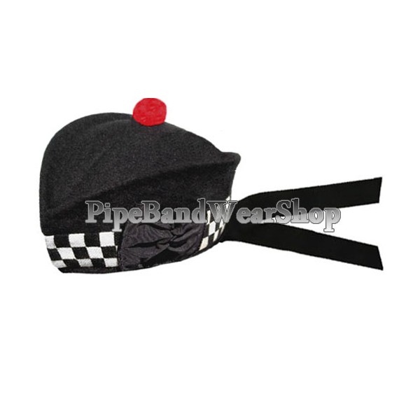 Black Black/White Diced Scottish Glengarry